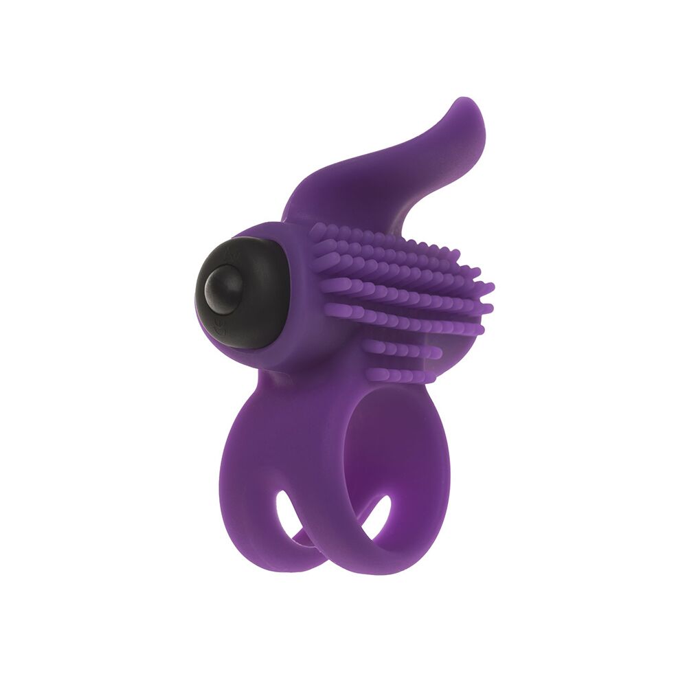 Ерекційне віброкільце adrien lastic bullet lastic ring з язичком і щіточкою для стимуляції клітора