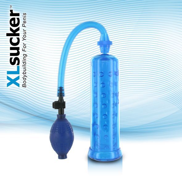 Вакуумна помпа xlsucker penis pump blue для члена довжиною до 18см, діаметр до 4 см
