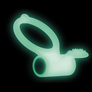 Ерекційне кільце dorcel power clit white phospho з вібрацією, біле, світиться в темряві