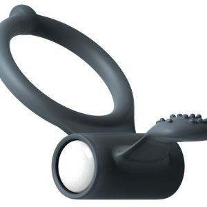 Ерекційне кільце dorcel power clit black v2 з вібрацією та язичком з щіточкою
