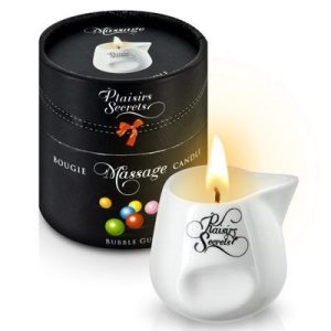 Масажна свічка plaisirs secrets bubble gum (80 мл) подарункова упаковка, керамічний посуд