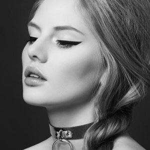 Чокер з кільцем для повідця bijoux pour toi fetish black, екошкіра
