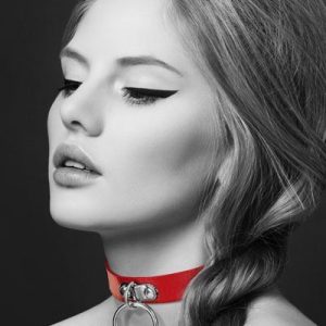 Чокер з кільцем для повідця bijoux pour toi fetish red, екошкіра
