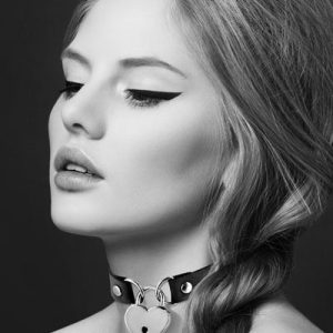 Чокер з замочком сердечком bijoux pour toi heart lock black, екошкіра