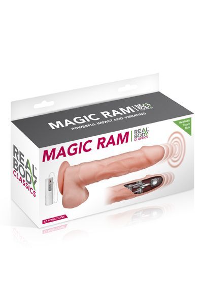 Фалоімітатор пульсатор із вібрацією real body — magic ram, діаметр 4 см, рух вперед назад