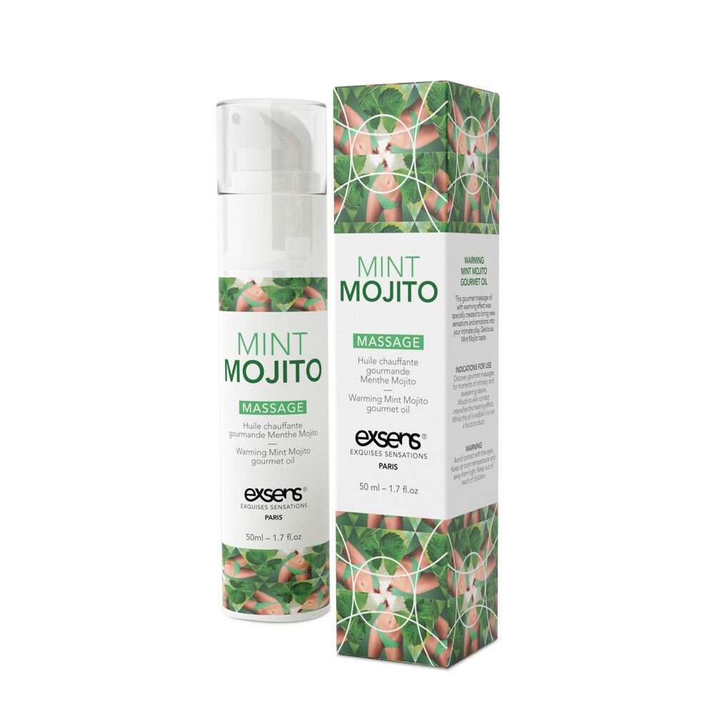 Масажна олія exsens mojito 50мл розігрівальна, без цукру, без парабенів, їстівна