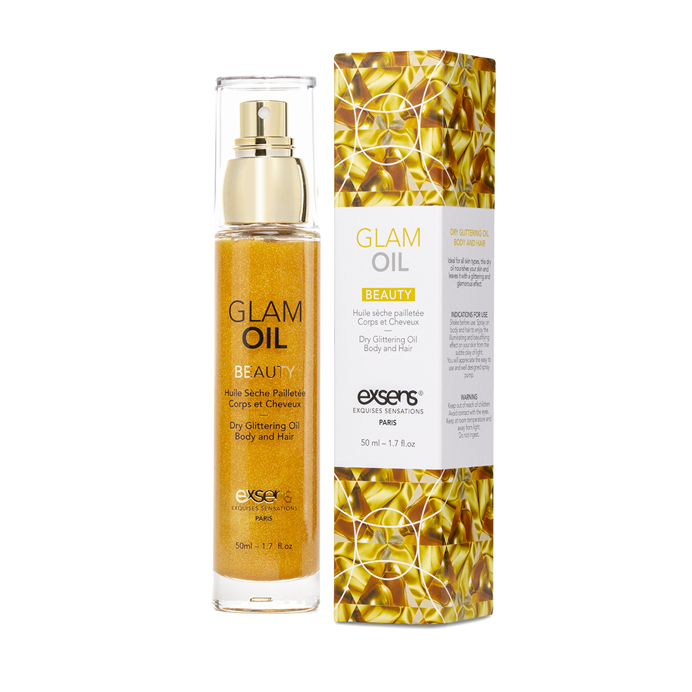 Олія для тіла з блиском exsens glam oil 50мл, з мигдальною олією, без парабенів і феноксіетанолу