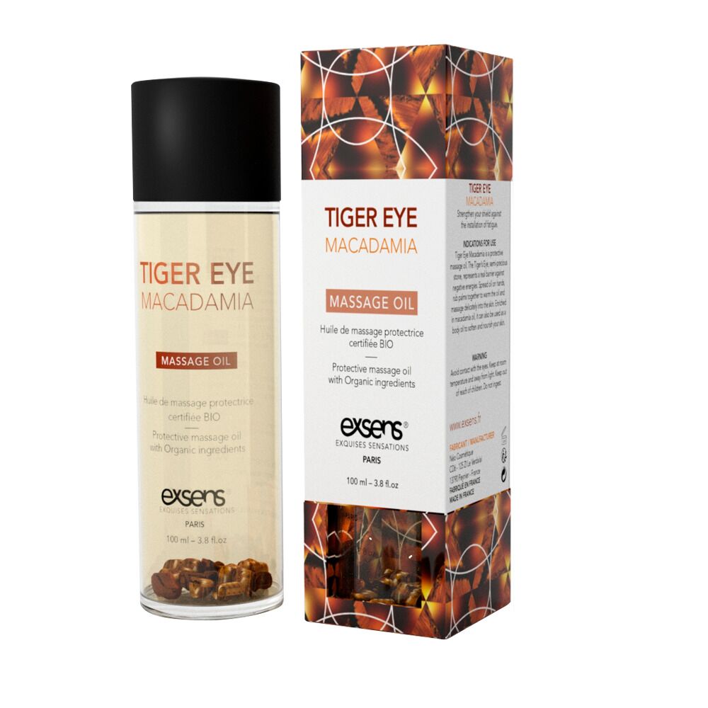 Масажна олія exsens tiger eye macadamia (захист з тигровим оком) 100мл, натуральна