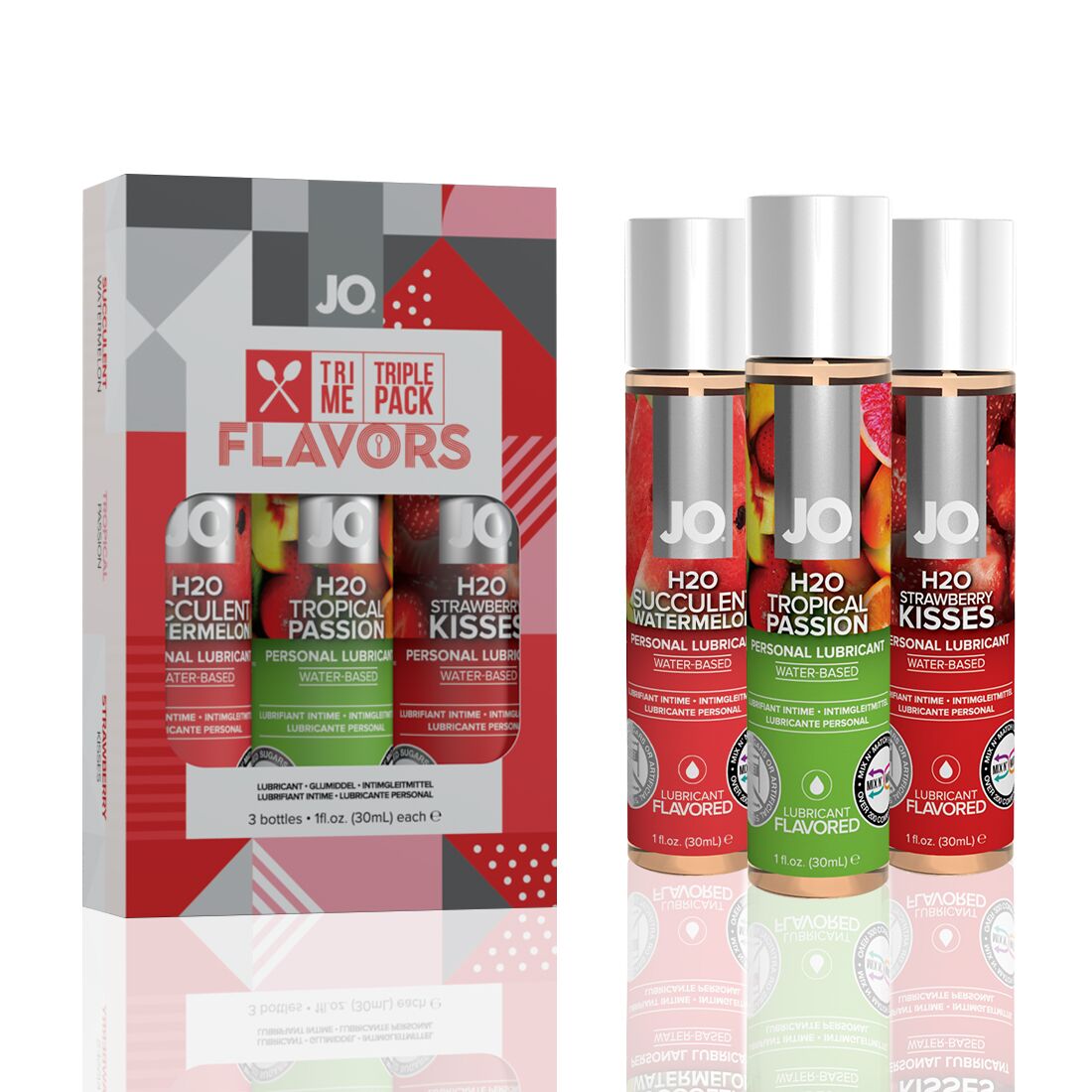 Набір jo tri me triple pack — flavors (3×30 мл) три різні смаки оральних змазок