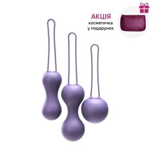 Набір вагінальних кульок je joue ami purple, діаметр 3,8 3,3 2,7см, вага 54 71 100гр + подарунок косметичка