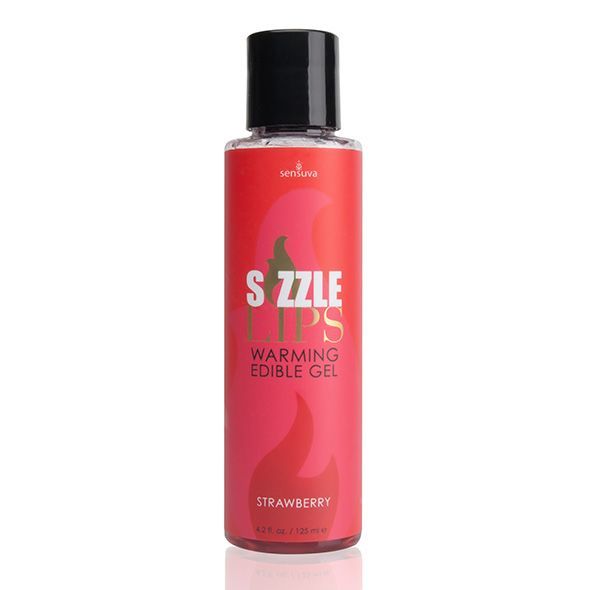 Зігрівальний масажний гель sensuva sizzle lips strawberry (125 мл), без цукру, їстівний