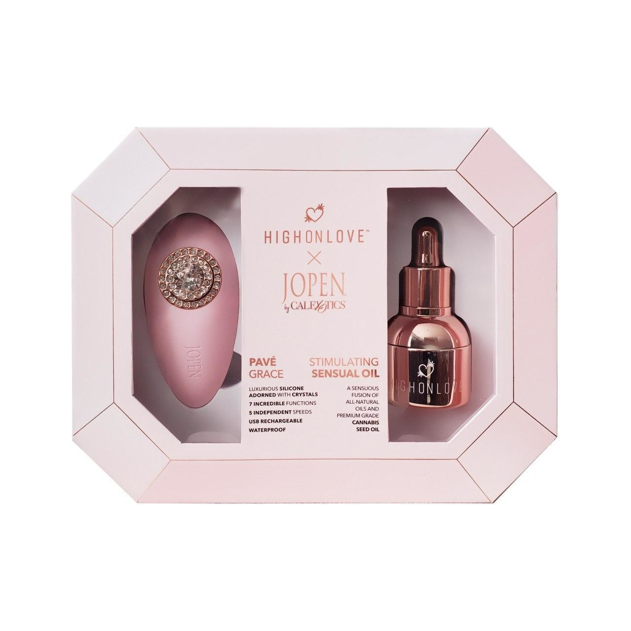 Подарунковий набір highonlove & jopen: objects of desire (краплі для клітора і вібратор з кристалами)