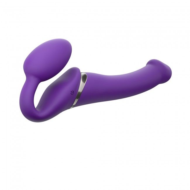 Безремінний страпон з вібрацією strap on me vibrating violet m, діаметр 3,8 см, пульт ДК, регульований