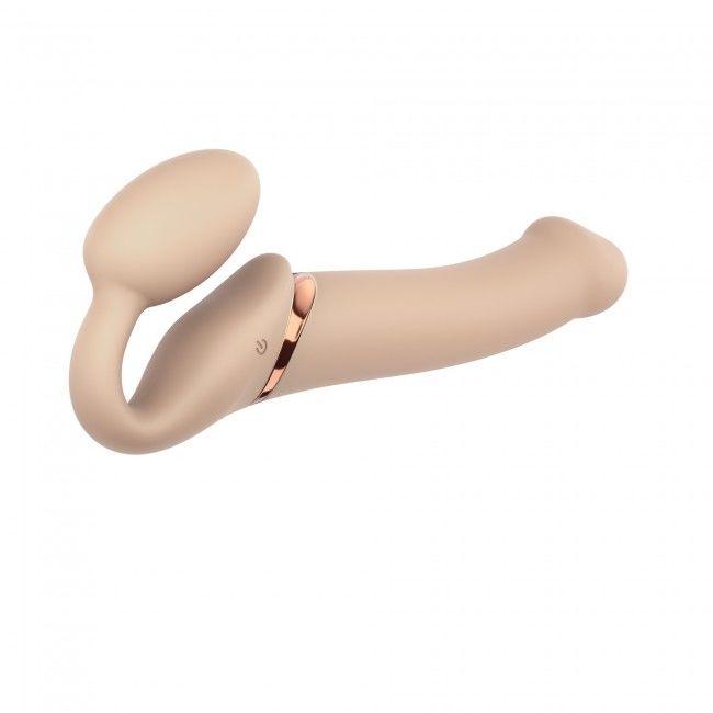 Безремінний страпон з вібрацією strap on me vibrating flesh l, діаметр 4,2 см, пульт ДК, регульований