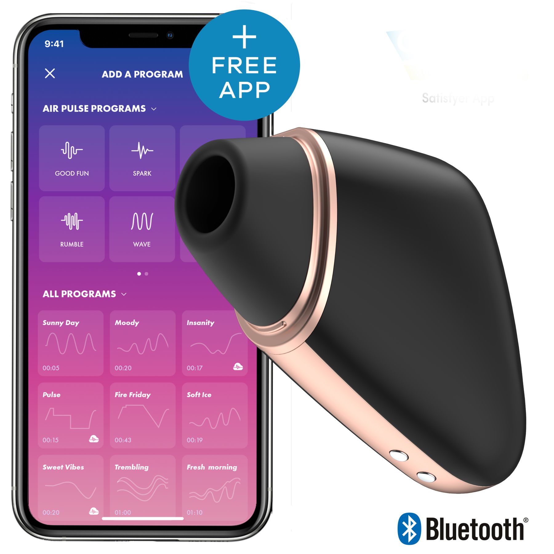 Вакуумний кліторальний стимулятор satisfyer love triangle black з керуванням через інтернет