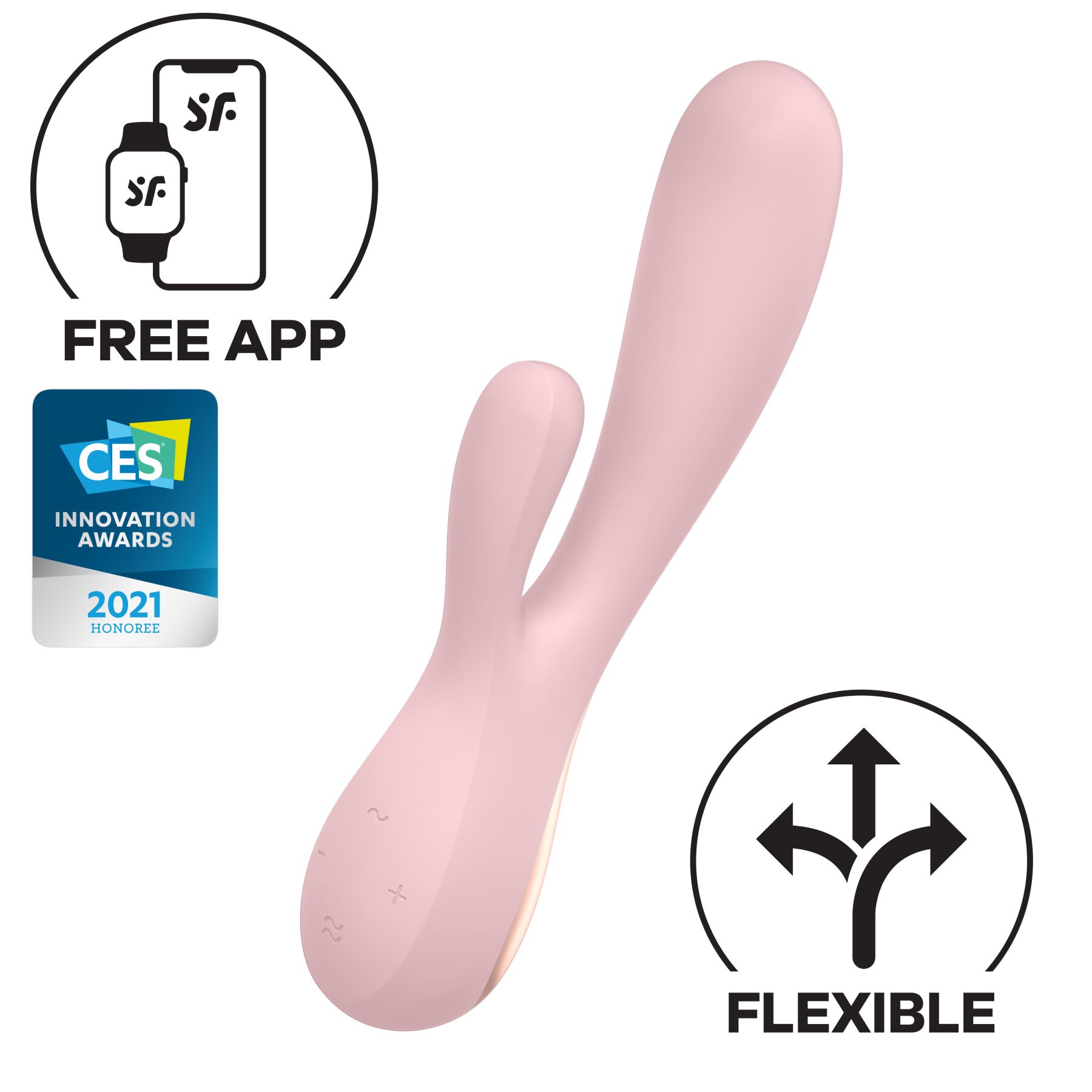 Смарт вібратор кролик satisfyer mono flex mauve, 2 мотори, керування через інтернет
