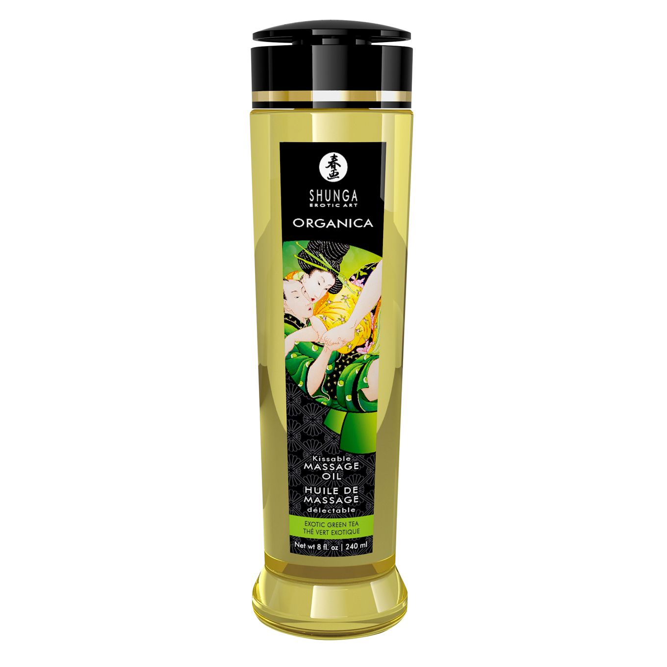 Органічна масажна олія shunga organica – exotic green tea (240 мл) з вітаміном Е