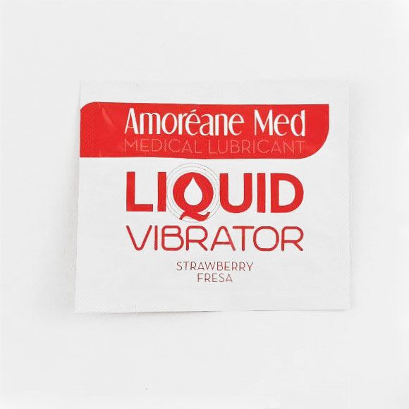 Пробник лубриканта з ефектом вібрації amoreane med liquid vibrator strawberry (2 мл)
