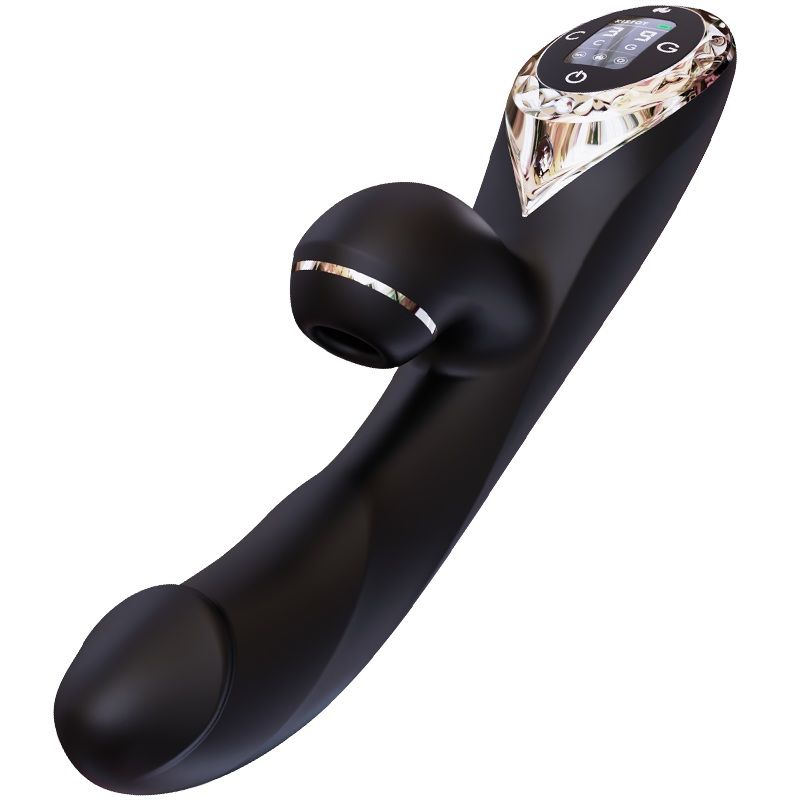 Вакуумний вібратор кролик з підігрівом kistoy a king pro black, з led екраном