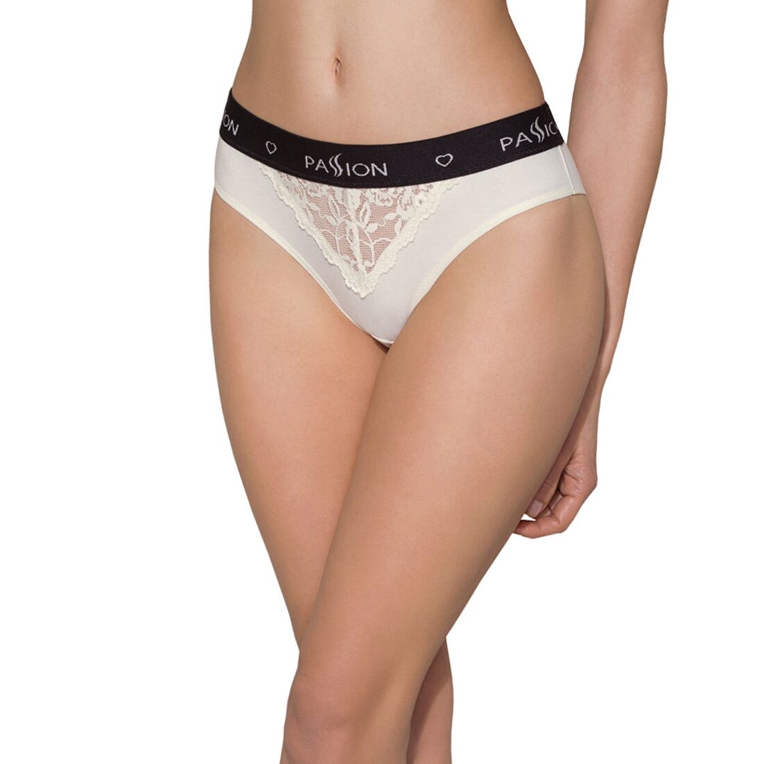 Трусики з широкою гумкою і мереживом passion ps001 panties s, ecru