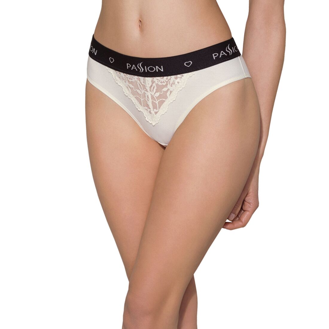 Трусики з широкою резинкою і мереживом passion ps001 panties xl, ecru