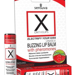 Стимулювальний бальзам для губ унісекс sensuva – x on the lips strawberry з феромонами, полуниця